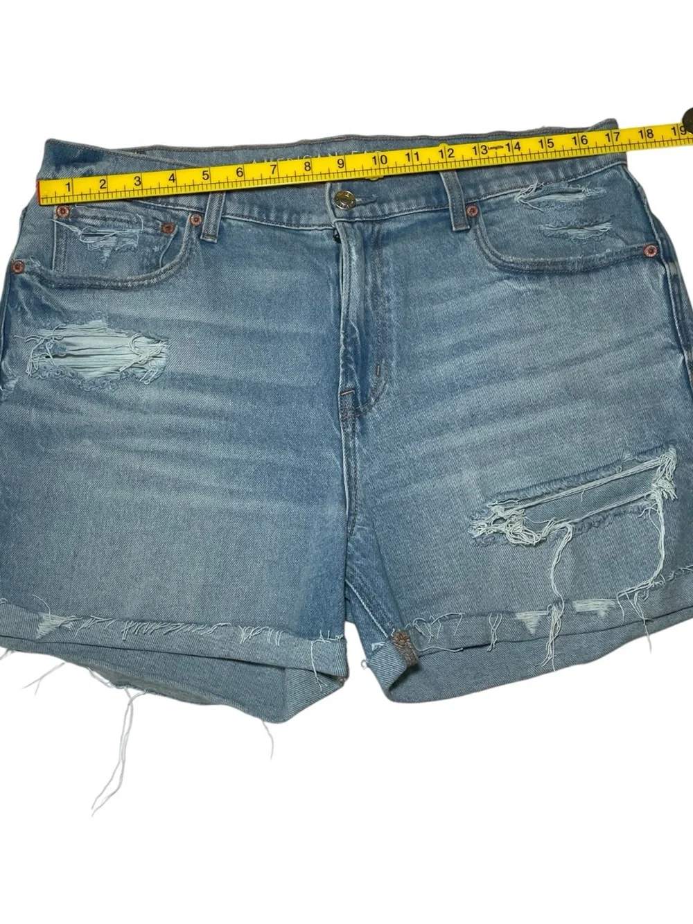 American Eagle AE Ex-Boyfriend Denim Shorts Distressed Light Wash Size 10